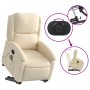 Cremefarbener Massagesessel mit Aufstehhilfe, Relaxsessel mit Vibrationsmassage und elektrischer Aufstehfunktion.