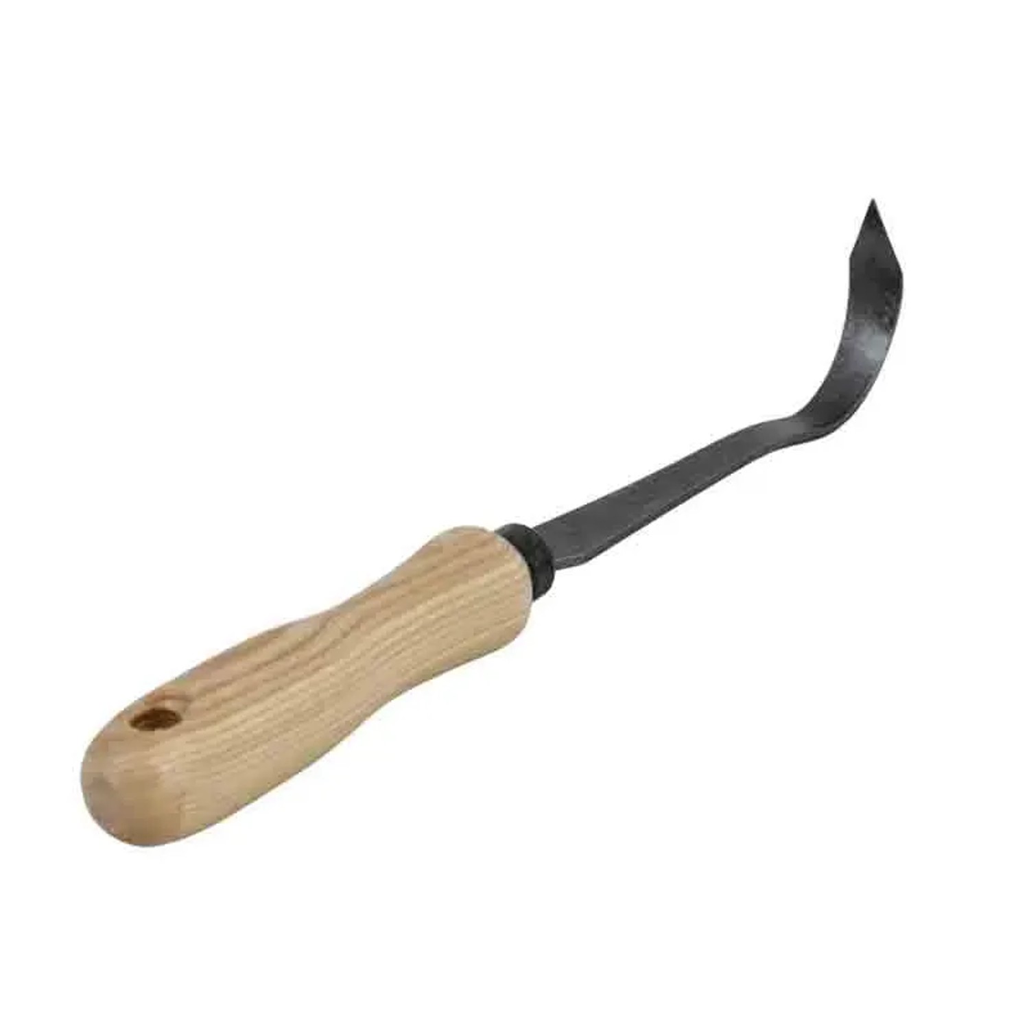 Handjäter mit Holzgriff, Gartenhandgerät zum Unkraut jäten und Auflockern des Bodens.