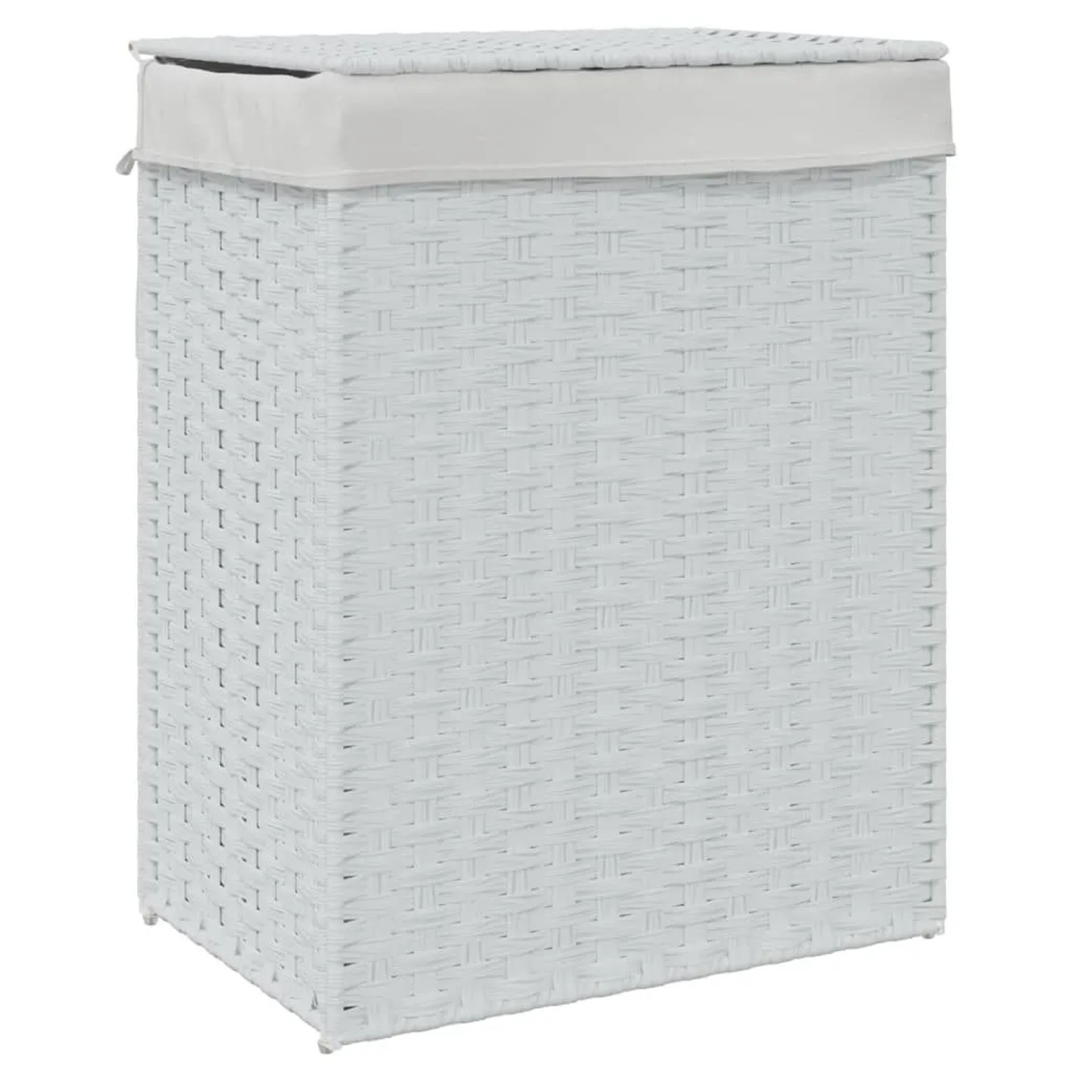 vidaXL Wäschekorb mit Deckel Weiß 46x33x60 cm Poly Rattan 372033