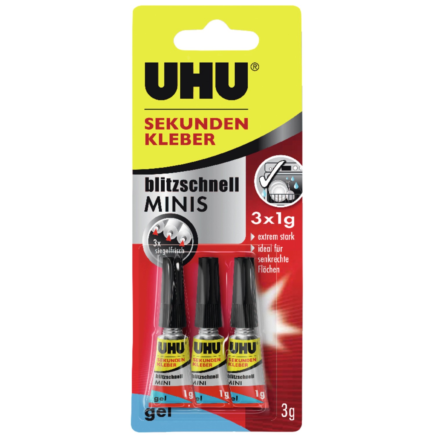 Uhu Sekundenkleber Blitzschnell Minis Gel 3 x 1 g günstig online kaufen