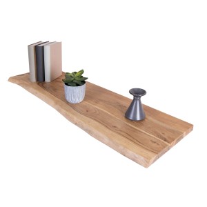 Naturfarbene SAM Holzplatte Arya, 100x30 cm, Akazie mit Baumkante, als Regalbrett oder Möbelbauplatte.