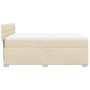 Cremefarbenes vidaXL Boxspringbett 140x200 cm mit Matratze und gestepptem Kopfteil.