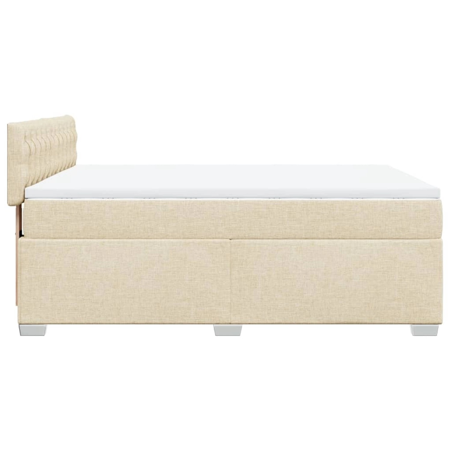 Cremefarbenes vidaXL Boxspringbett 140x200 cm mit Matratze und gestepptem Kopfteil.