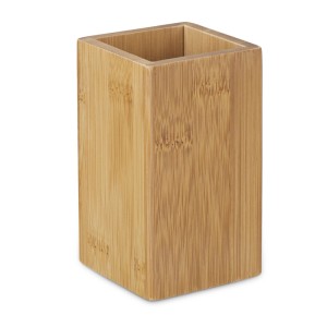 Relaxdays Zahnputzbecher Bambus Natur Beschichtet 11 cm x 6,5 cm x 6,5 cm 130 g