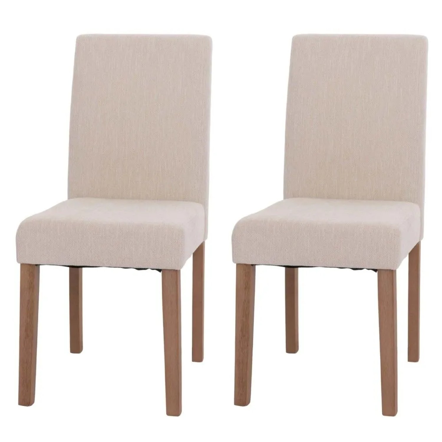 MCW Esszimmerstuhl Littau Chenille 2er-Set Creme Naturfarbene Beine
