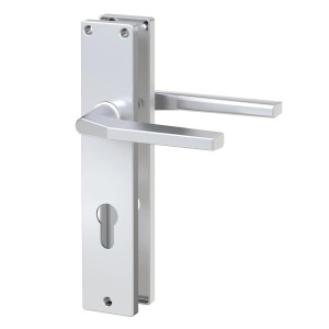 Basi Langschild-Garnitur Alu F1 eckig, für Profilzylinder-Lochung an Innentüren.