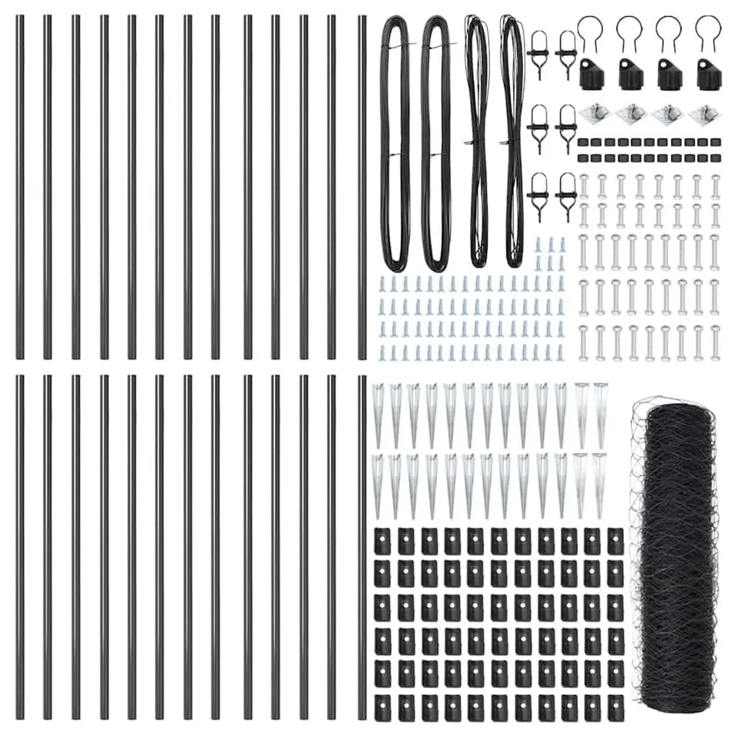 vidaXL Zaun mit Pfosten Grau 0,6 x 50 m PVC-beschichteter Stahl 3353265 günstig online kaufen