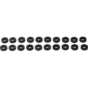 20 schwarze Distanzhülsen, 20 mm, aus Kunststoff für Winkel & Holzverbinder.