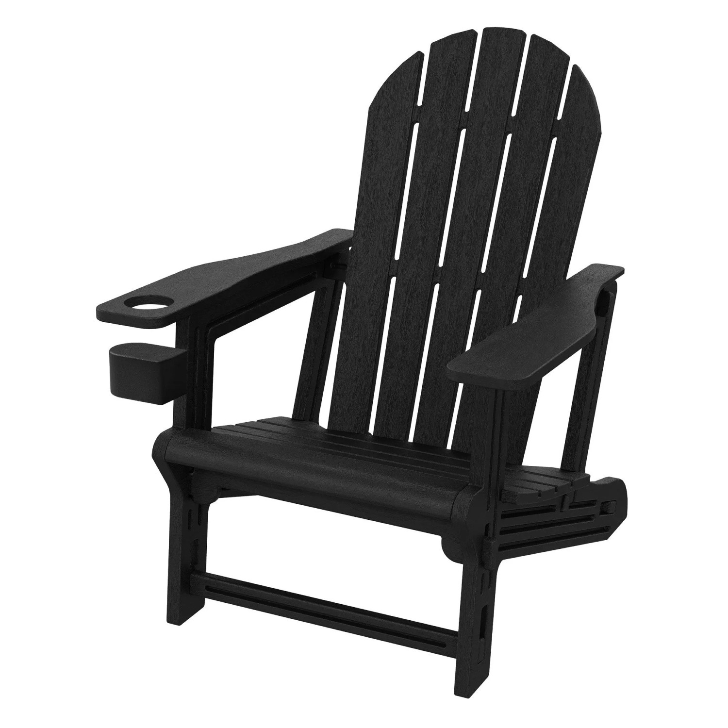 ML-Design Adirondack Stuhl mit Getränkehalter Schwarz aus Kunststoff