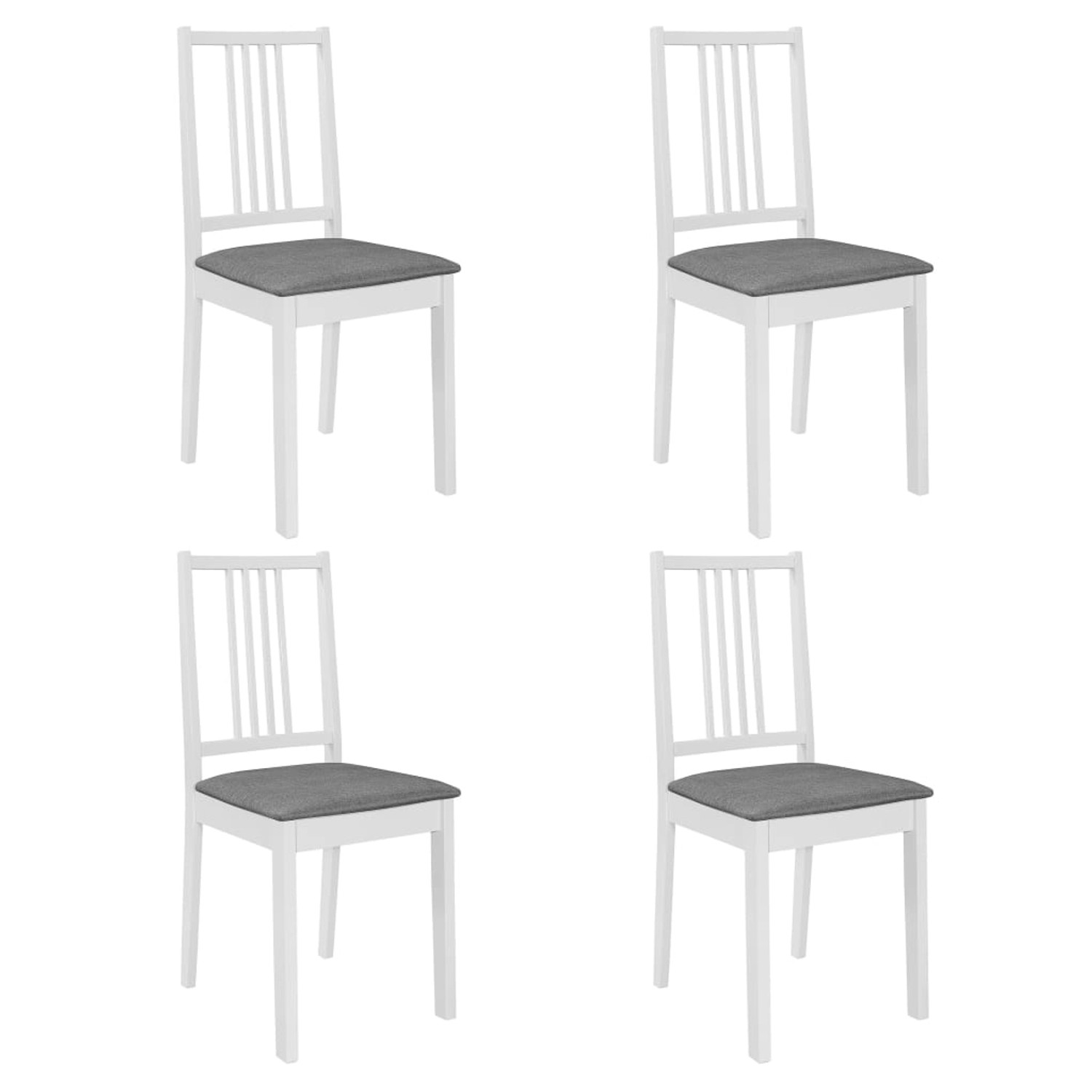 vidaXL Esszimmerstühle mit Polstern 4 Stk Weiß Massivholz 247637