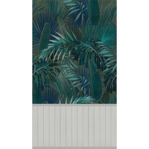 A.S. Création Fototapete Wallpanel Dschungel in Blau-Grün mit tropischen Blättern.