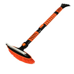 Apa Schneebesen und Eiskratzer Set Vario, ausziehbar, mit orangem Griff und schwarzem Kopf.