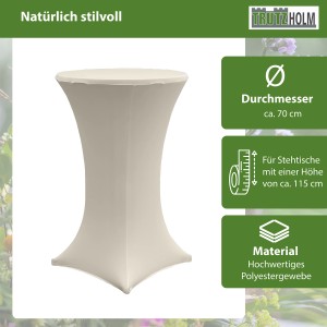 10er Set TRUTZHOLM Stehtischhusse Stretch, 70cm, Beige. Elastische Hussen für Stehtische.