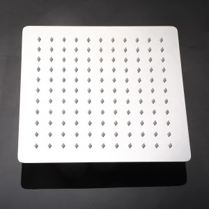 Quadratische Kopfbrause aus Edelstahl, 25 cm, mit Antikalknoppen für einfache Reinigung.