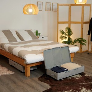 Relaxdays Unterbettkommode 2er Set PP-Vlies Grau Mit Rollen 80 cm x 40 cm x 20 cm