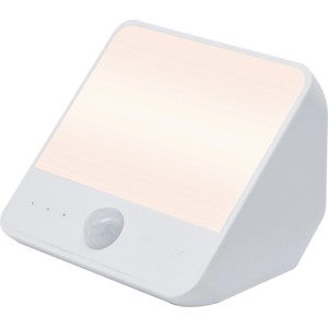 Weißes LED-Nachtlicht mit Akku und Bewegungssensor. Quadratisches Design mit Sensor und Dimmfunktion.