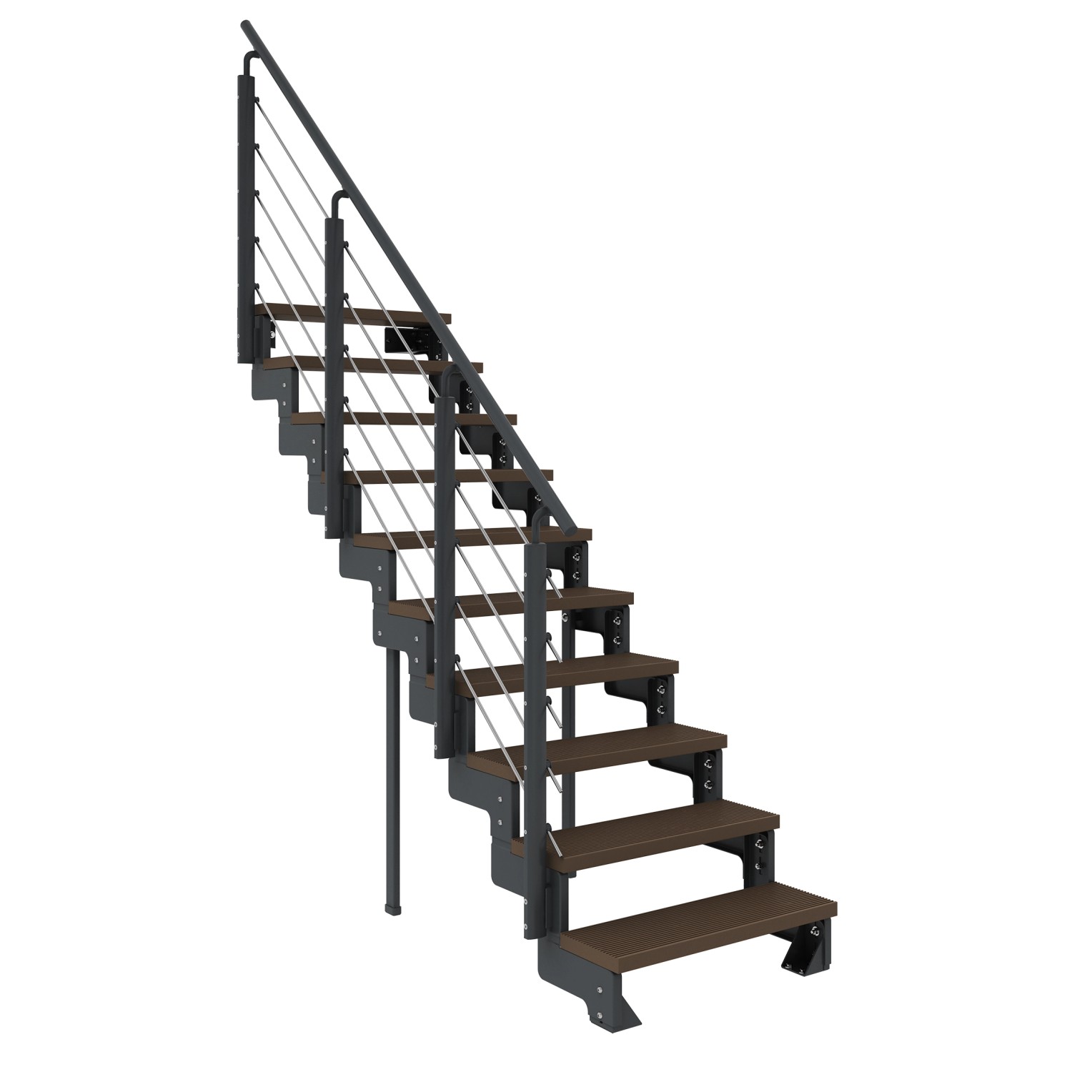 Dolle Außentreppe Gardentop Anthrazit 10 Stufen 80 cm Braun inkl. Geländer günstig online kaufen