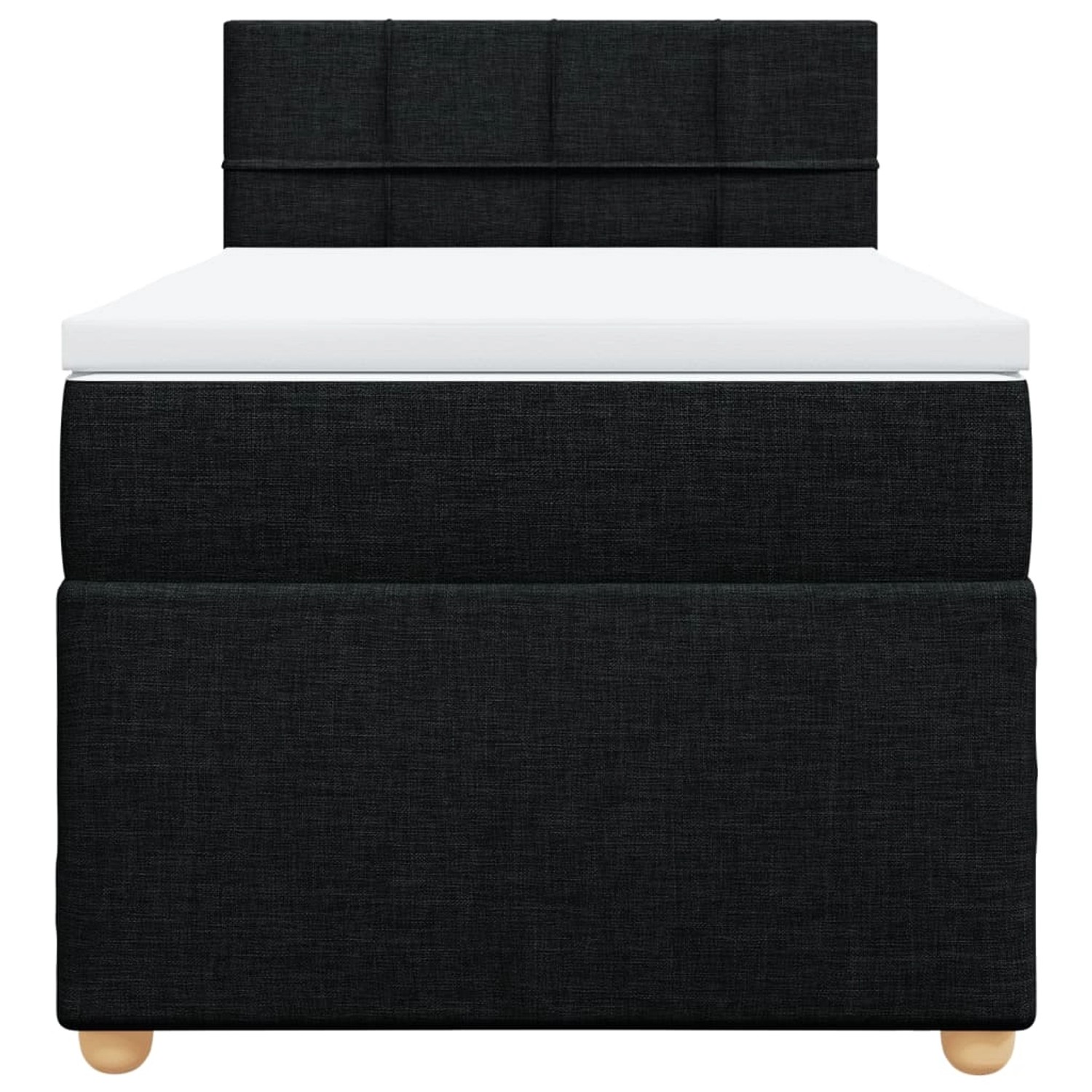 Schwarzes vidaXL Boxspringbett 90x200 cm mit Matratze und Kopfteil.