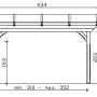 Technische Zeichnung: Skan Holz Terrassenüberdachung Ravenna, Maße 434x250 cm.