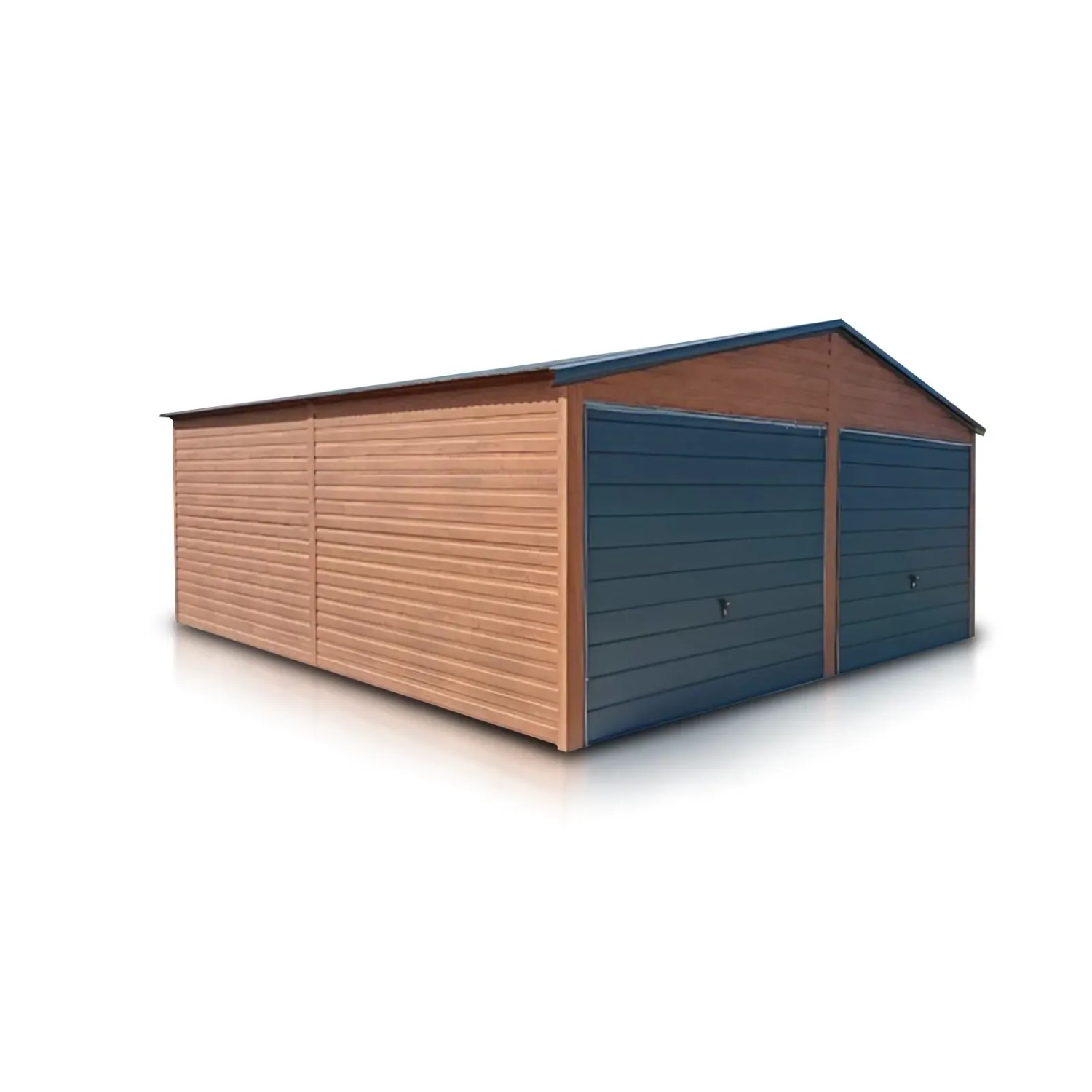 Liderstal Einzelgarage Basic aus Blech 600 x 600 cm Woodgrain Golden Eiche Graphit