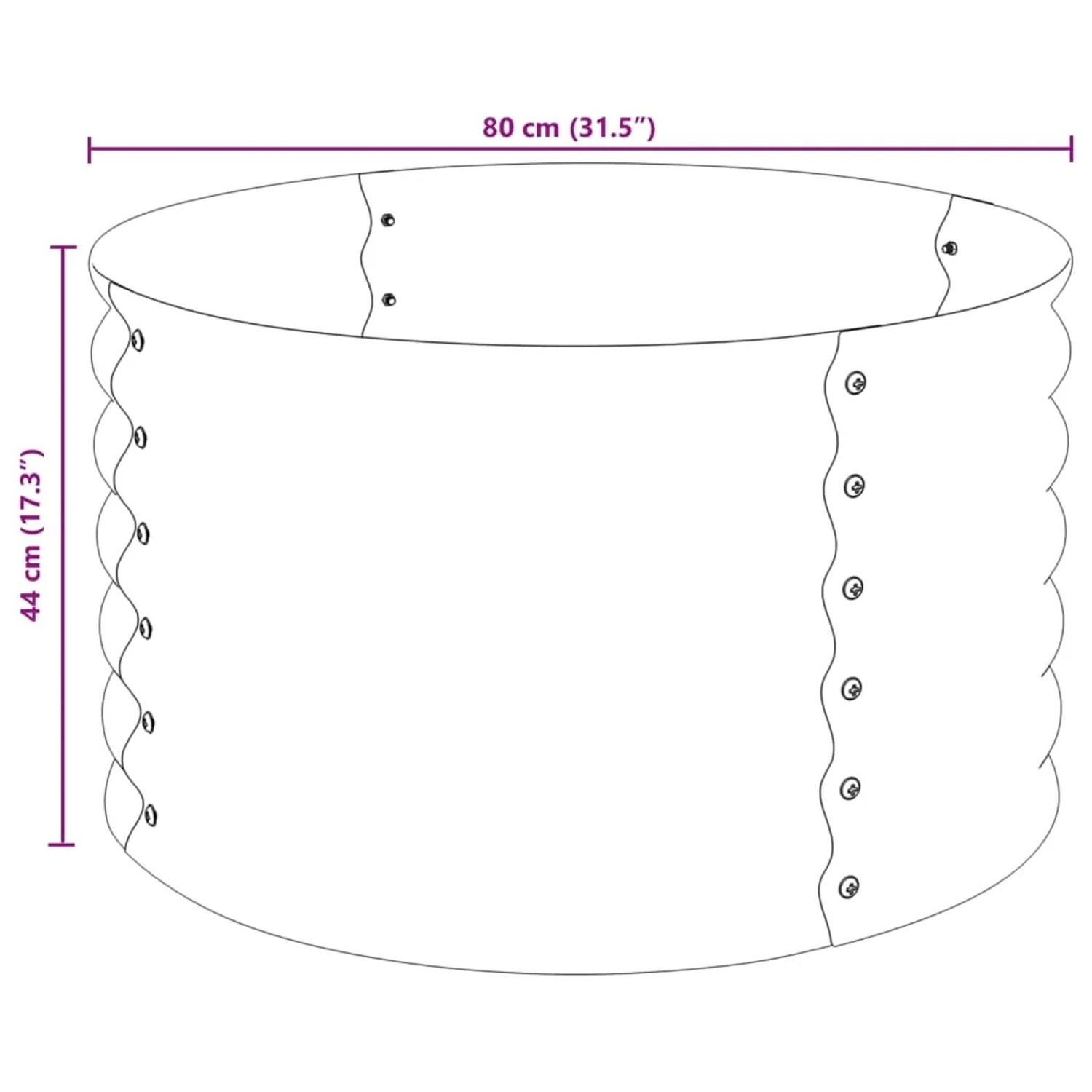furnicato Hochbeet, 80x80x44 cm, Grau, Stahl. Ideal für Garten, Balkon & Terrasse.