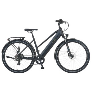 Schwarzes Prophete Trekking E-Bike Entdecker 2.0 Damenrad mit 28 Zoll Reifen.