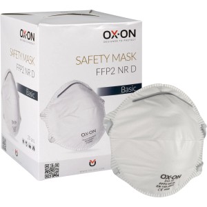 OX-ON FFP2 Maske, 20 Stück, weiß. Atemschutzmaske für staubige Umgebungen.