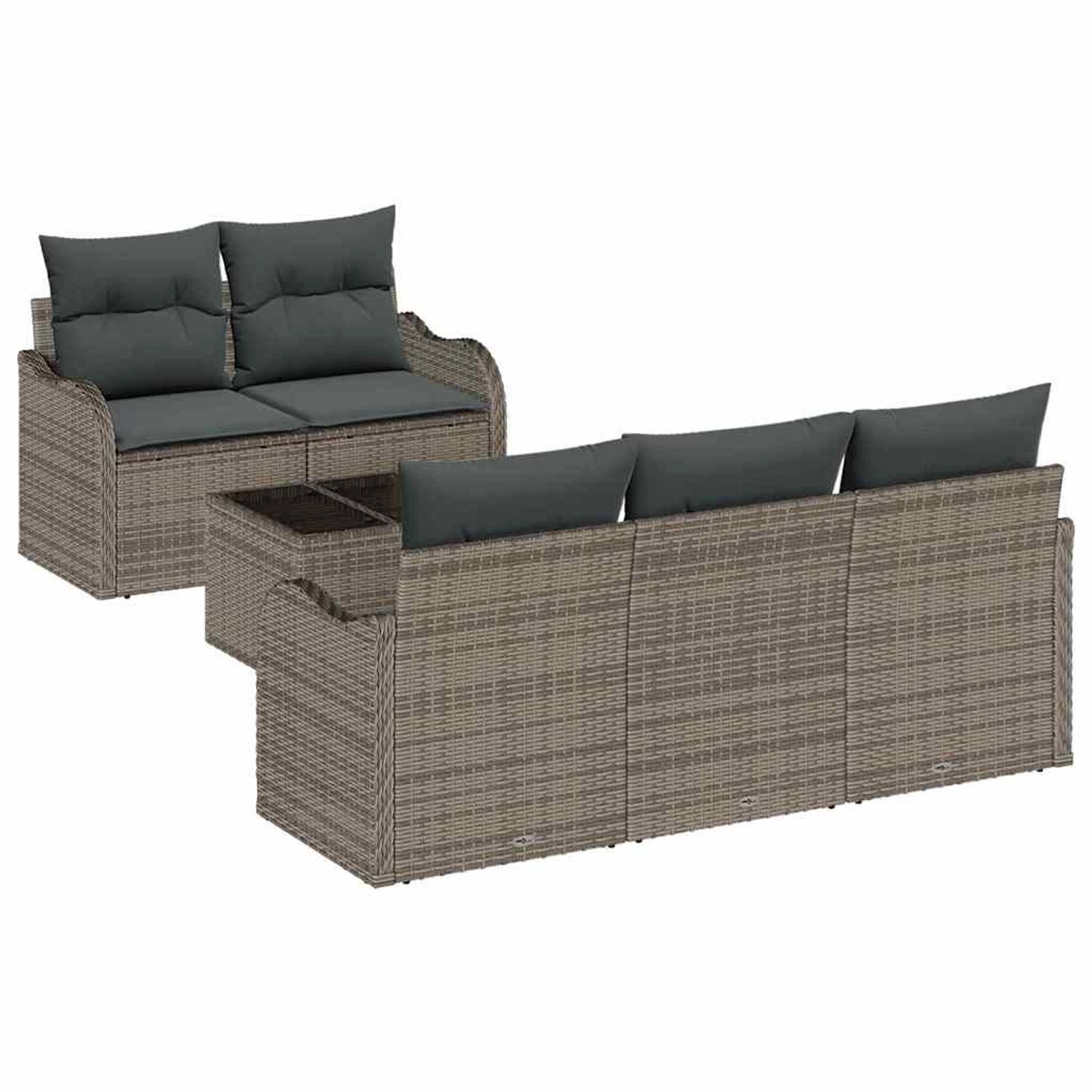 vidaXL Garten-Sofa-Set 6-Tlg Grau Poly Rattan 3345579 günstig online kaufen