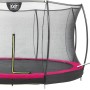 EXIT Silhouette Bodentrampolin D366cm in Rosa mit Sicherheitsnetz und Fußschutzsystem.