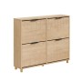 SoBuy Schuhschrank FSR214-N mit 4 Klappen in Naturholzoptik, ideal für bis zu 16 Paar Schuhe.