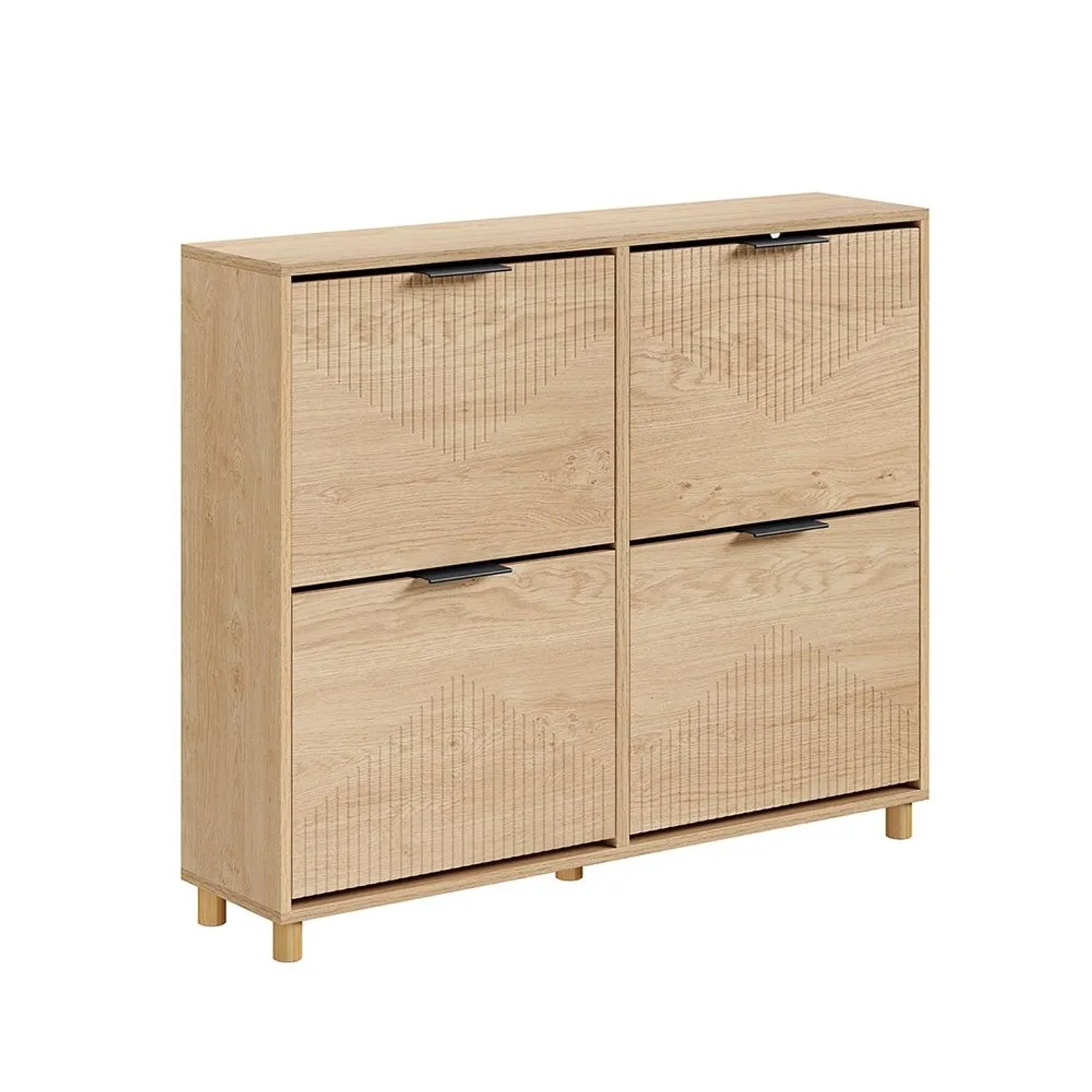 SoBuy Schuhschrank mit 4 Klappen Flurschrank Schuhregal Schuhkipper 100x83x24cm Natur FSR214-N