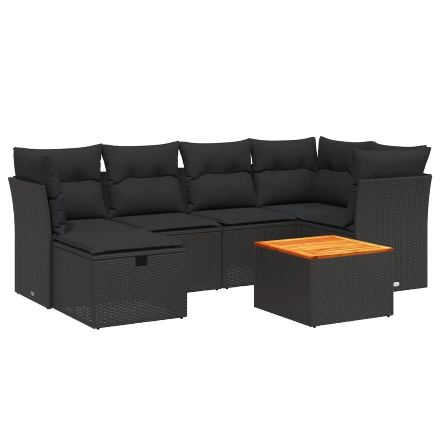 vidaXL 7-tlg Garten-Sofagarnitur mit Kissen Schwarz Poly Rattan Modell 181 günstig online kaufen