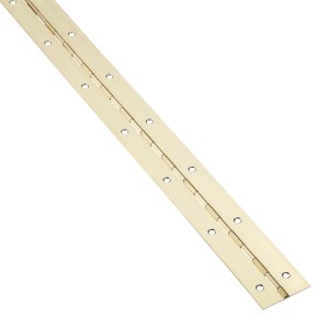 SOTECH Stangenscharnier in glänzender Messingoptik, 1000x40x1mm, mit Bohrlöchern für Möbelbau und DIY.