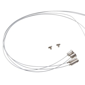 Zwei silberne Seilabhängungen für Eglo Expert Wannenleuchten zur stufenlosen Höhenverstellung.