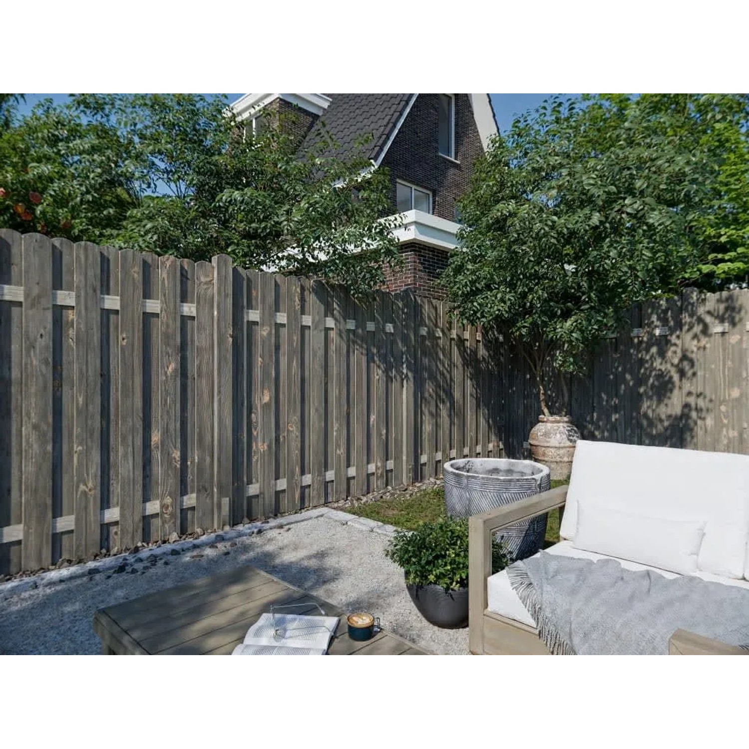 Woodtex Sichtschutzzaun Pinus Bohlen Zaun KDI Grau