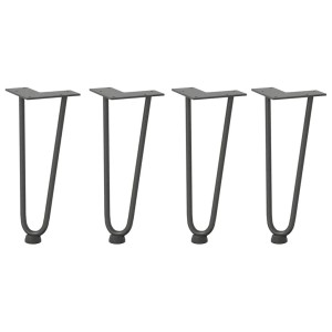 4er-Set Haarnadelbeine für Couchtisch, anthrazitfarben, aus Stahl, 30 cm hoch.