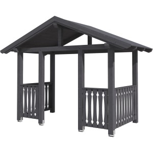 Skan Holz Vordach Stralsund 8, schiefergrau lasiert, 360x187 cm, aus Konstruktionsvollholz.