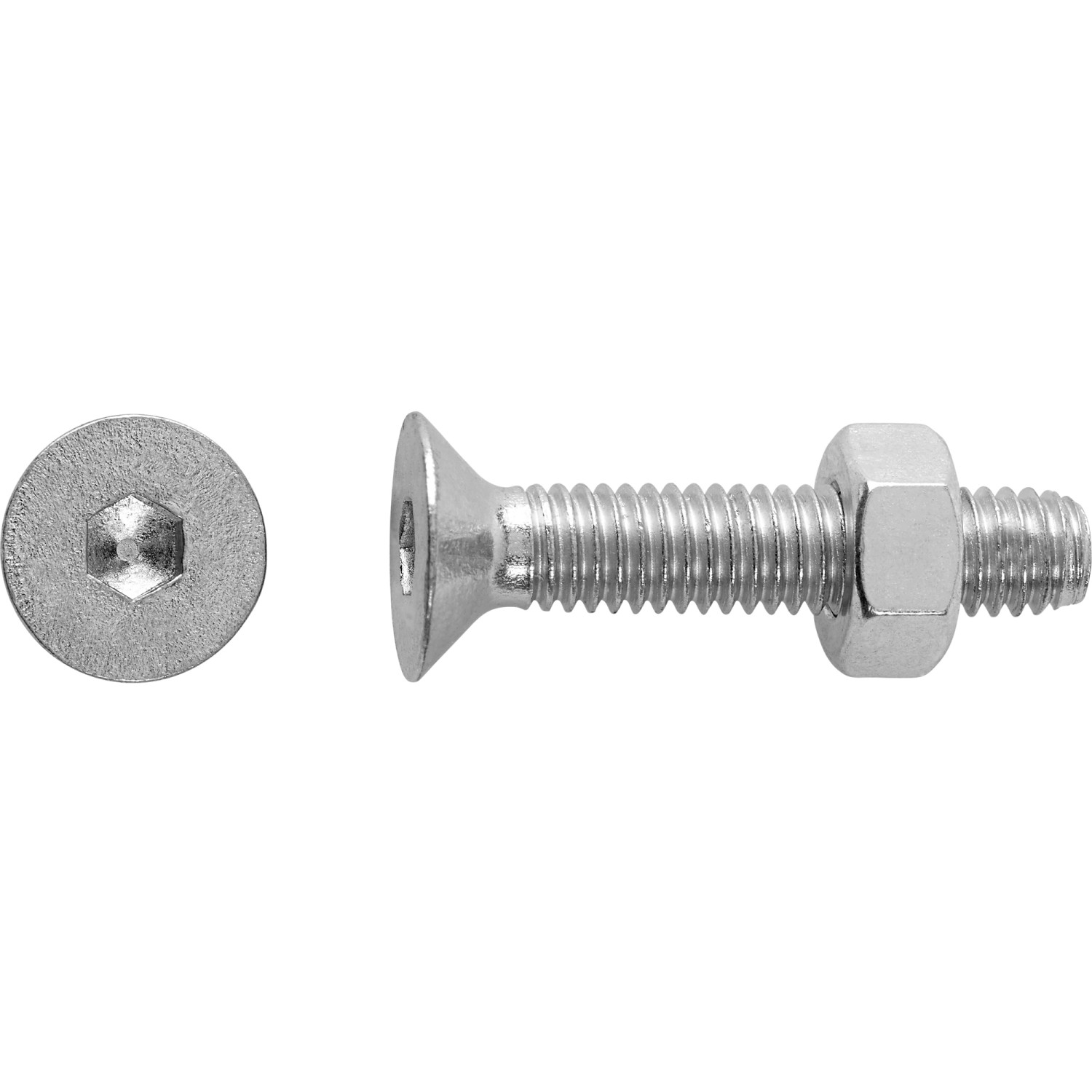LUX Senkkopf Gewindeschraube M6 x 20 mm Verzinkt Innensechskant 8 Stk m. Muttern