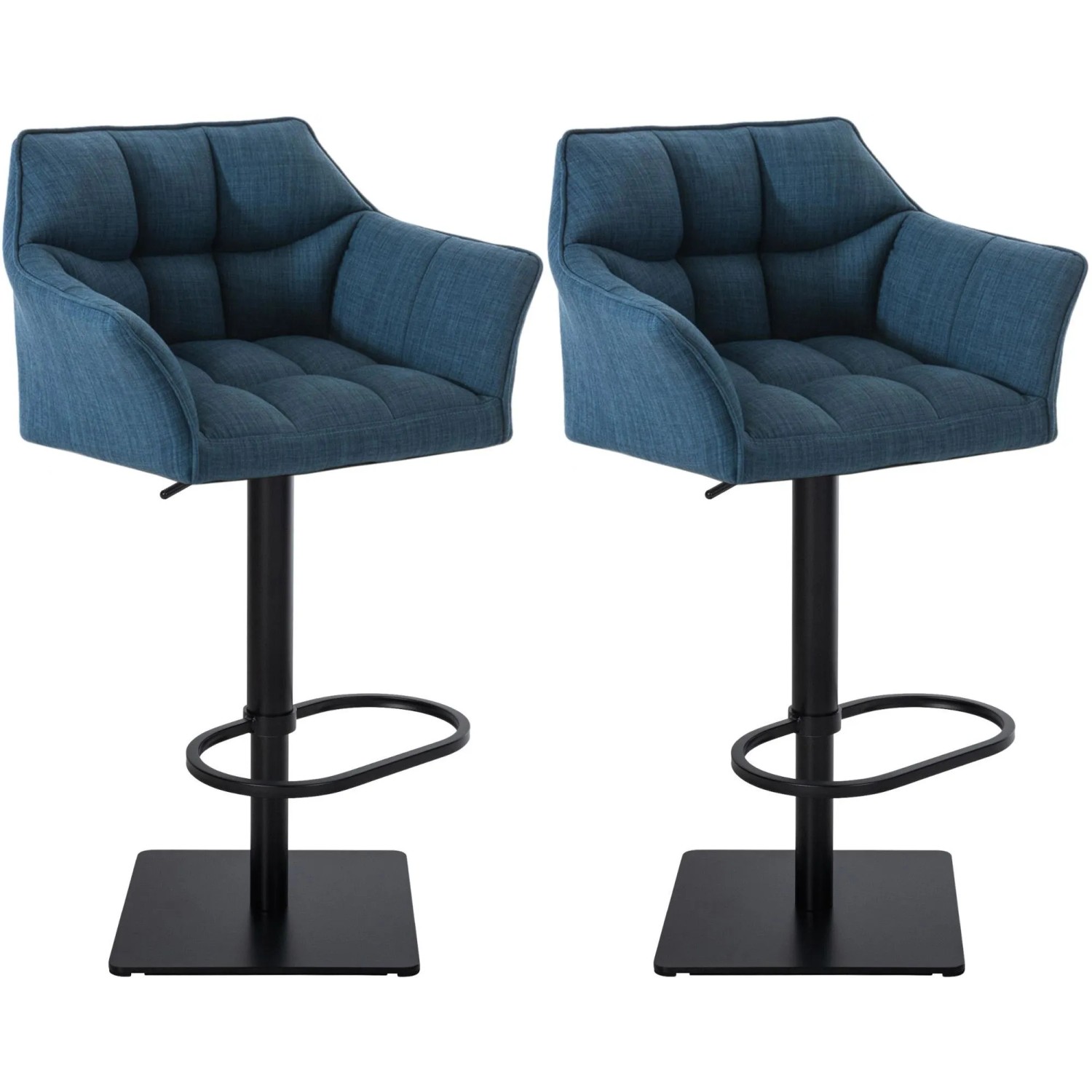 CLP 2er Set Barhocker Damaso Stoffbezug Blau/Schwarz