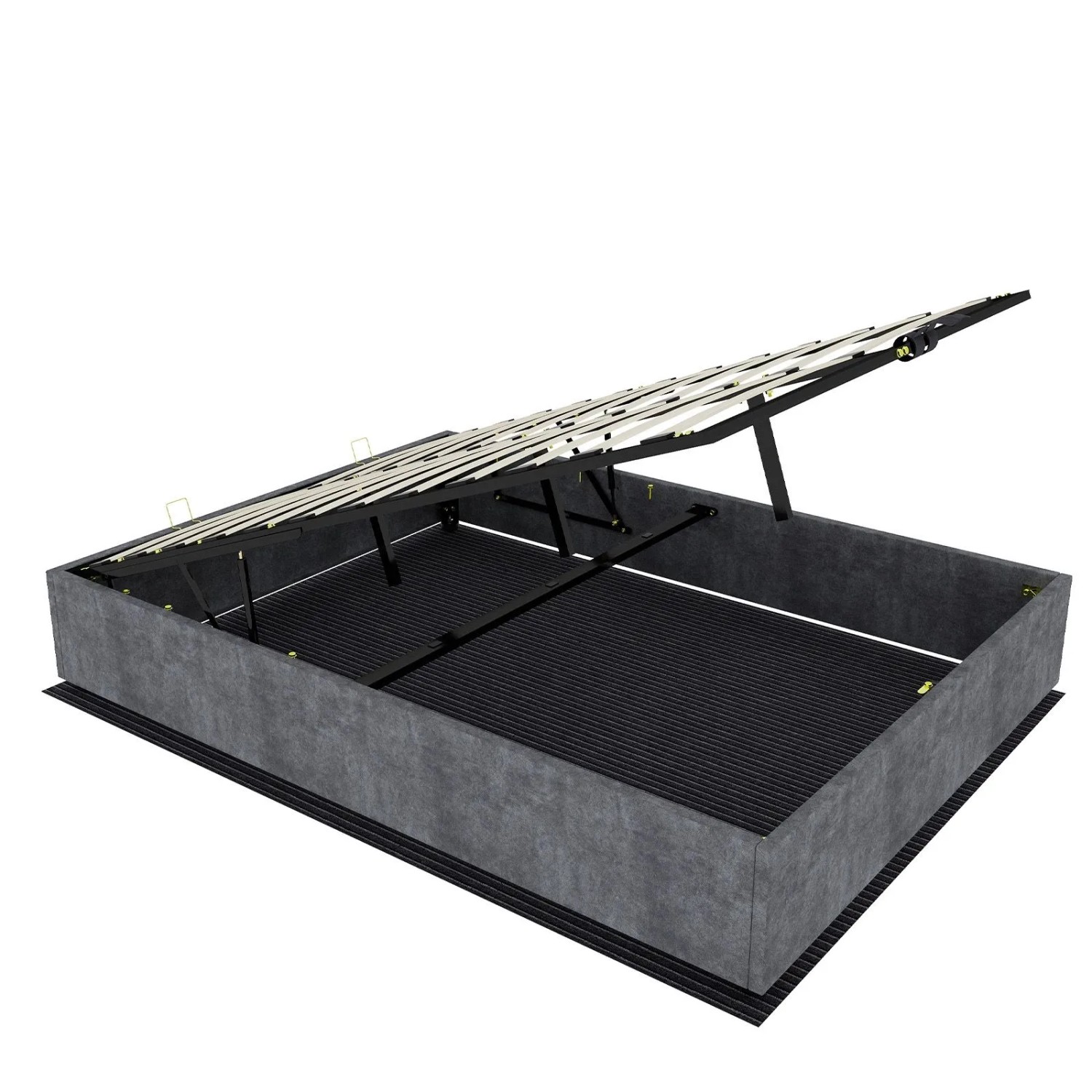 okwish Doppelbett 160x200cm mit Hydraulik Samt Schlafzimmer Grau ohne Matratze