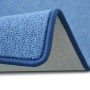 Detailansicht: Hellblauer Karat Teppichläufer London mit Schlingenflor und farblich passender Umkettelung.