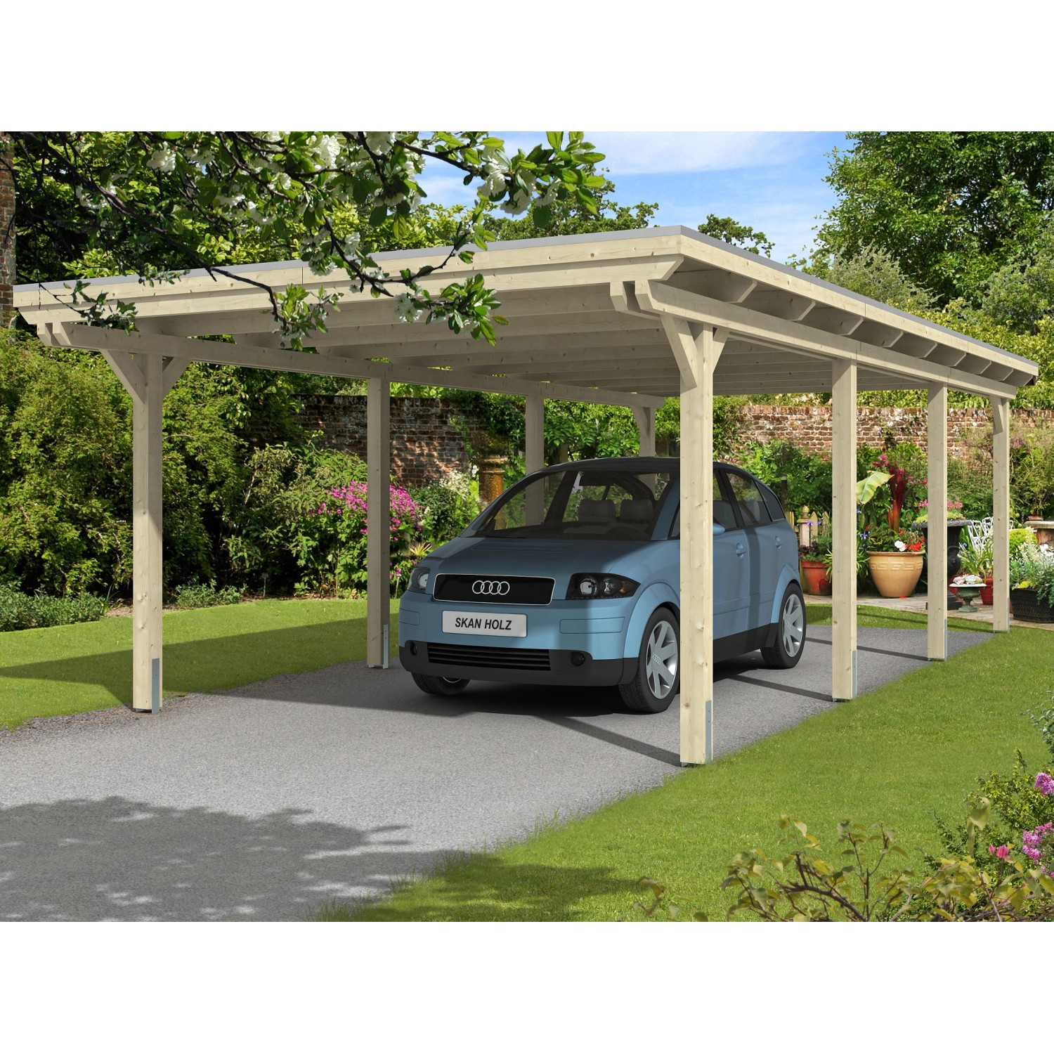 Skan Holz Carport Emsland 404 cm x 846 cm Natur