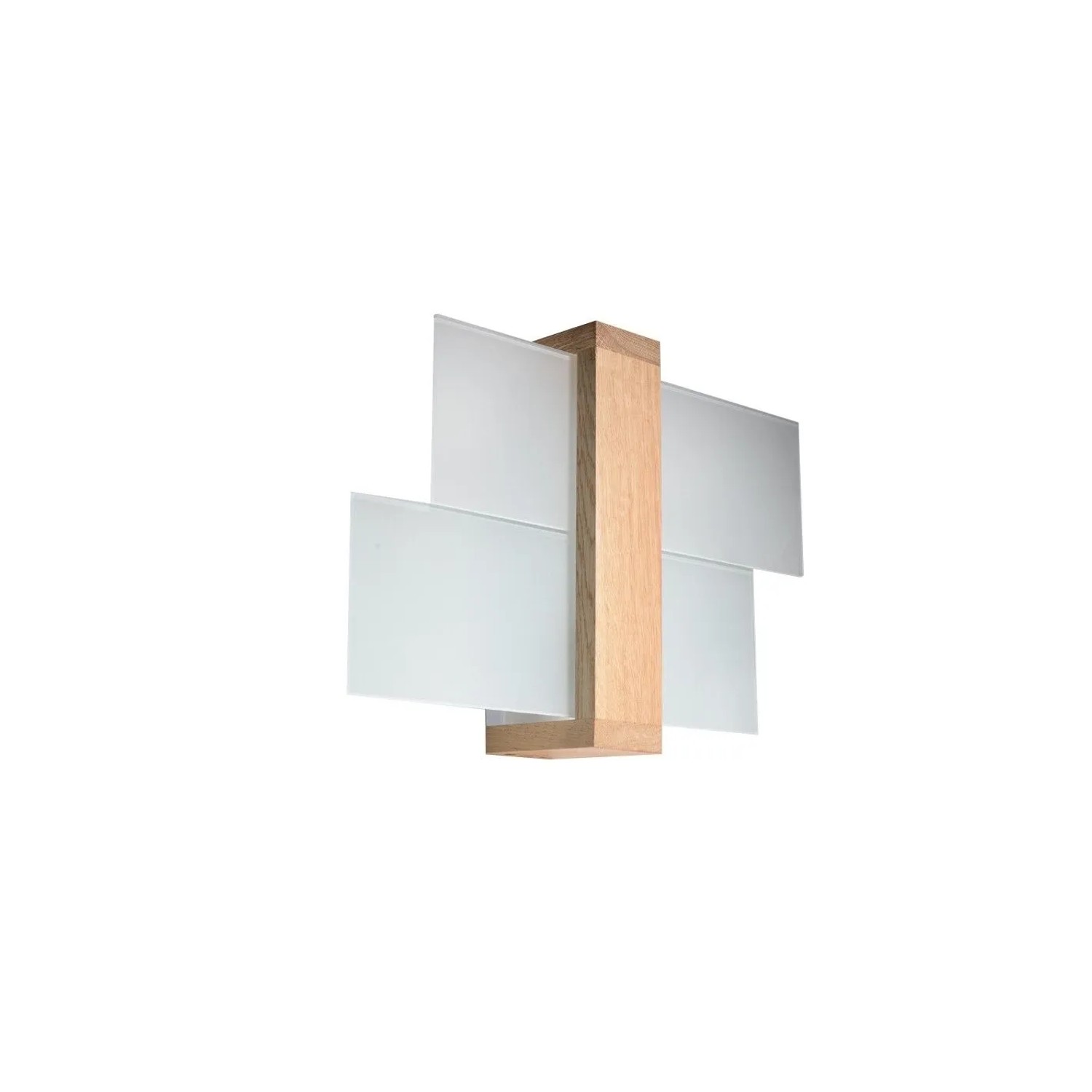 EASYLIGHT Wandlampe Glas Holz 43 cm Breit Natur E27 Modern