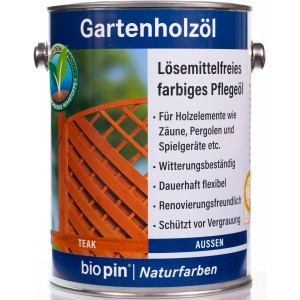 Dose Biopin Gartenholzöl Teak 2,5l für Holzschutz und Pflege im Außenbereich.