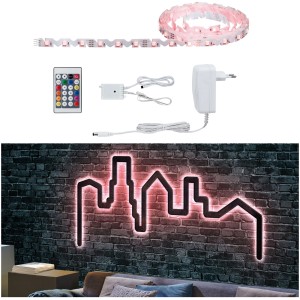 Paulmann FlexLED 3D Basis-Set: 3 m RGB LED-Streifen mit Fernbedienung zur Leuchtschrift-Gestaltung.