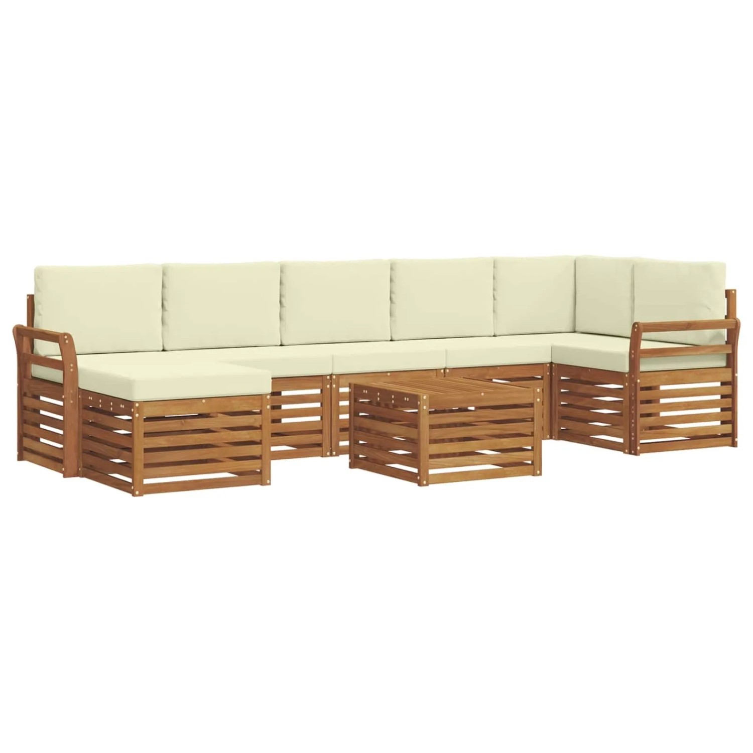vidaXL Sofagarnituren 8 Tlg Natur und Creme Massivholz Akazie 3375210