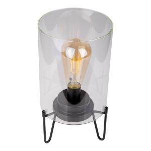 Näve LED-Batterieleuchte Lonna, schwarze Design-Tischlampe mit klarem Glas, Ø 15 cm.