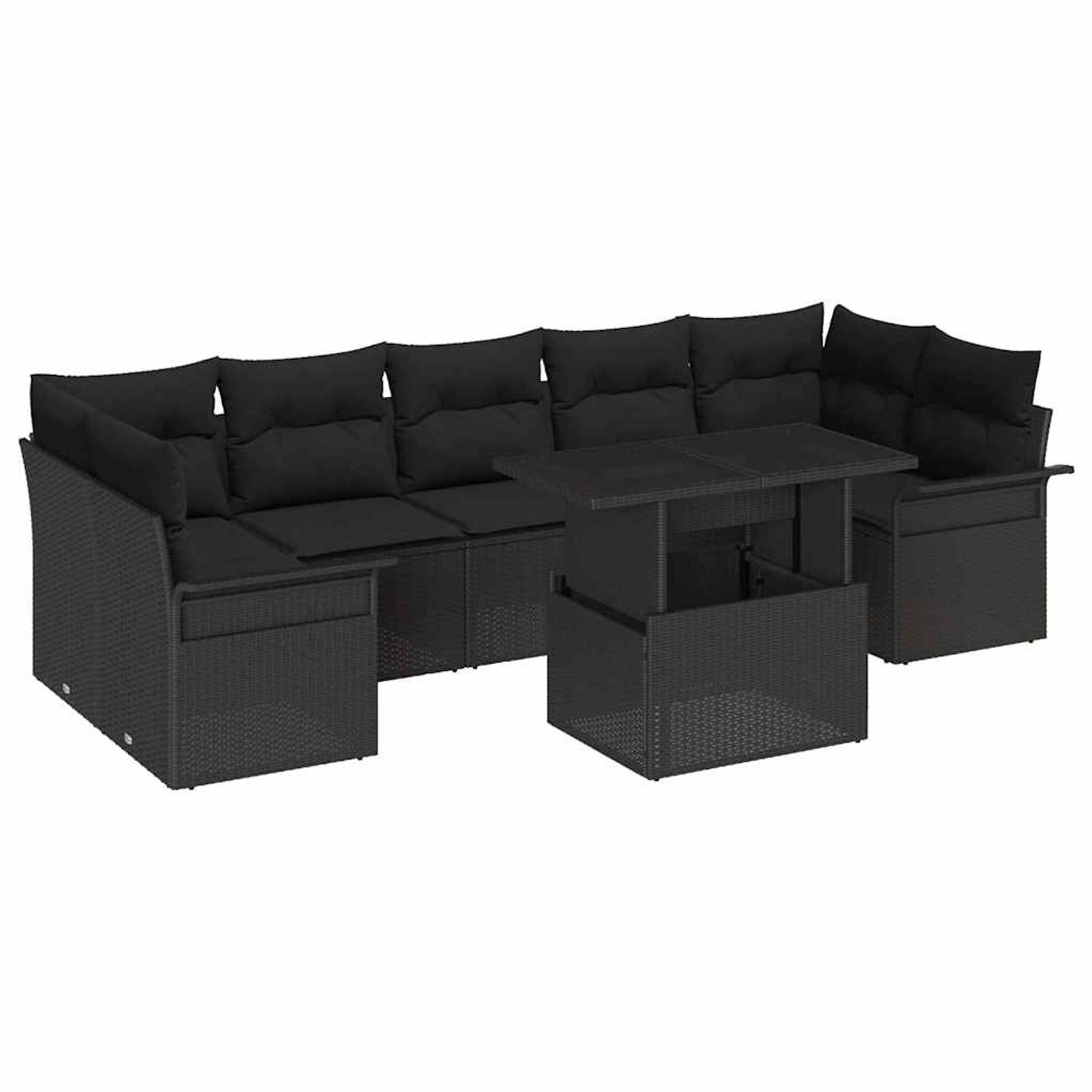 vidaXL Garten-Sofa-Set mit Kissen 8-Tlg Schwarz Poly Rattan 3348239 günstig online kaufen