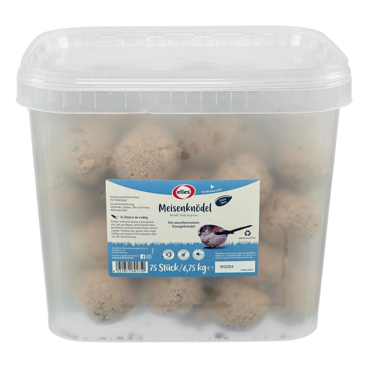 Elles Wildvogelfutter Meisenknödel ohne Netz 75 Stück