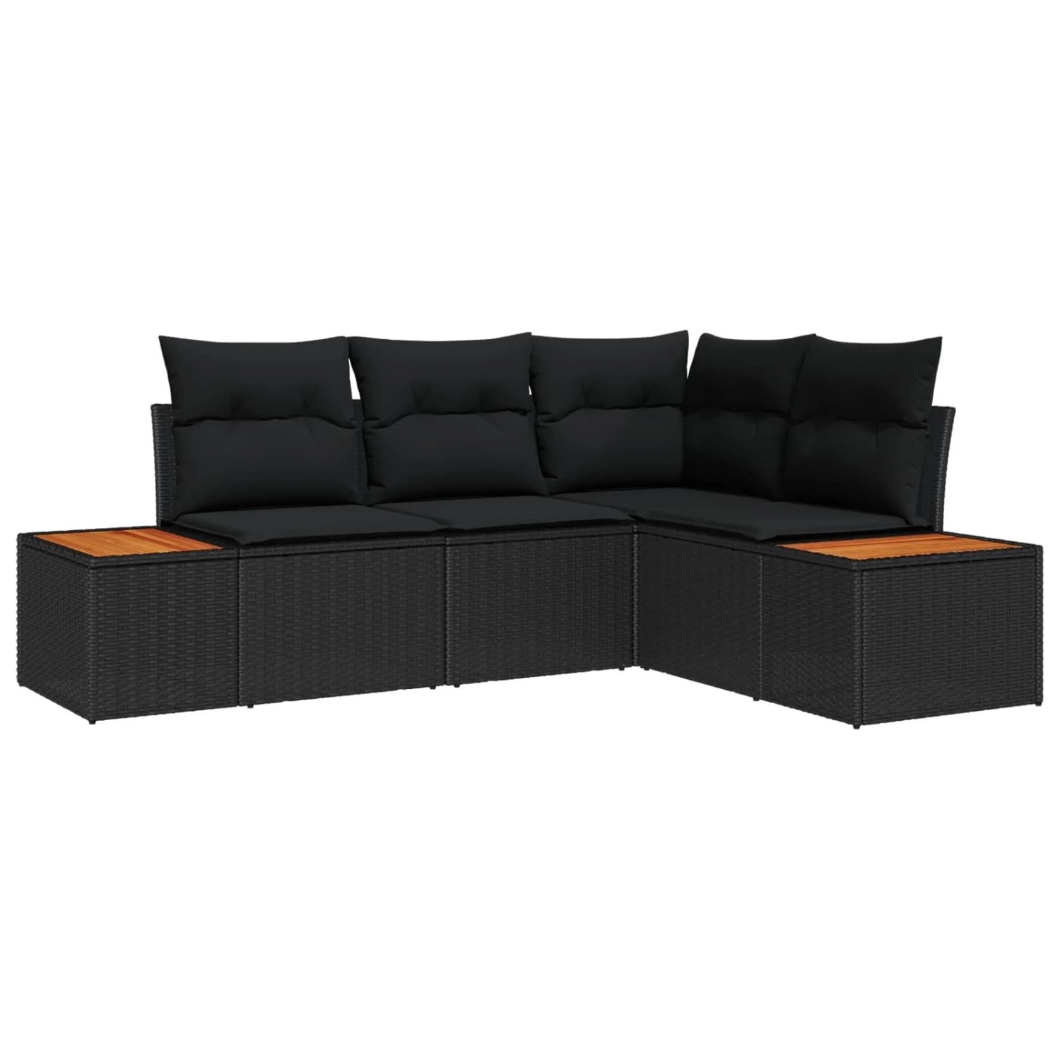 vidaXL Gartensofa-Set mit Kissen mit Speicher 4 Stk Schwarz Polyrattan 3356743